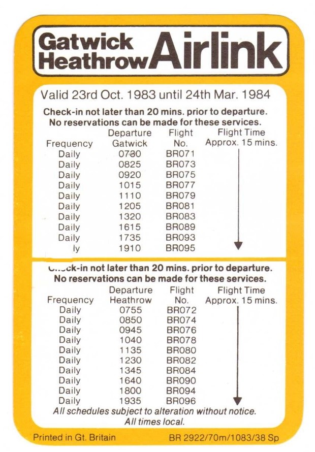 BCal Airlink Timetable p1